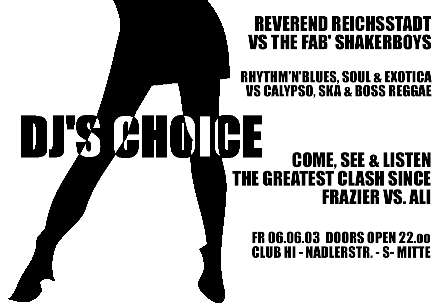 DJ'S CHOICE: REVEREND REICHSSTADT vs. THE FAB' SHAKERBOYS